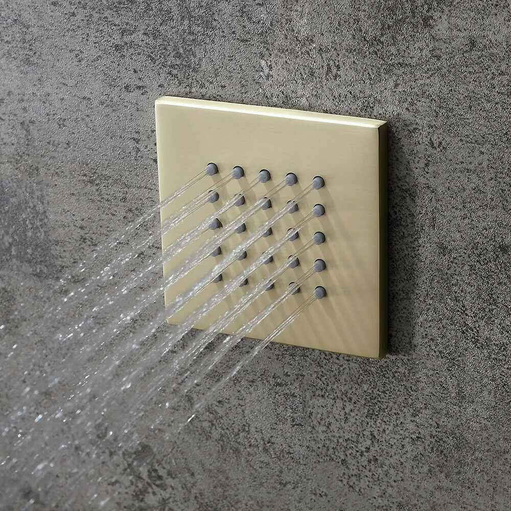 20'' Rain Shower Faucet Shower System Body Jets w/Hand Shower Set Brushed Gold