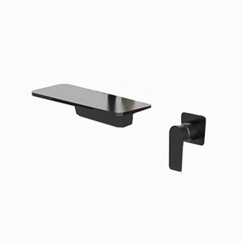Basin Faucet Wall Mounted Brushed Gold Bathroom Sink Faucet In-Wall Black Waterfall Tap Basin Mixer Tap Set Combination