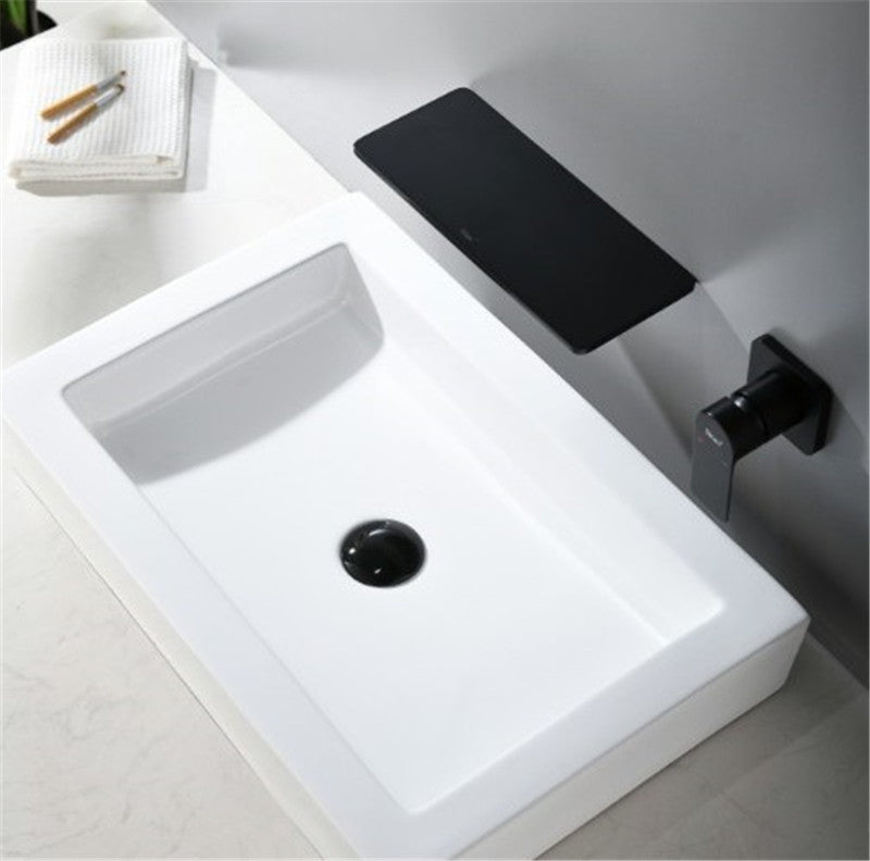 Basin Faucet Wall Mounted Brushed Gold Bathroom Sink Faucet In-Wall Black Waterfall Tap Basin Mixer Tap Set Combination