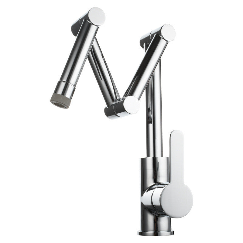 Brushed Gold Kitchen Sink Faucets Hot & Cold Soild Brass Folded Mixer Tap Single Handle Deck 360 Degrees Rotating Black/Chrome