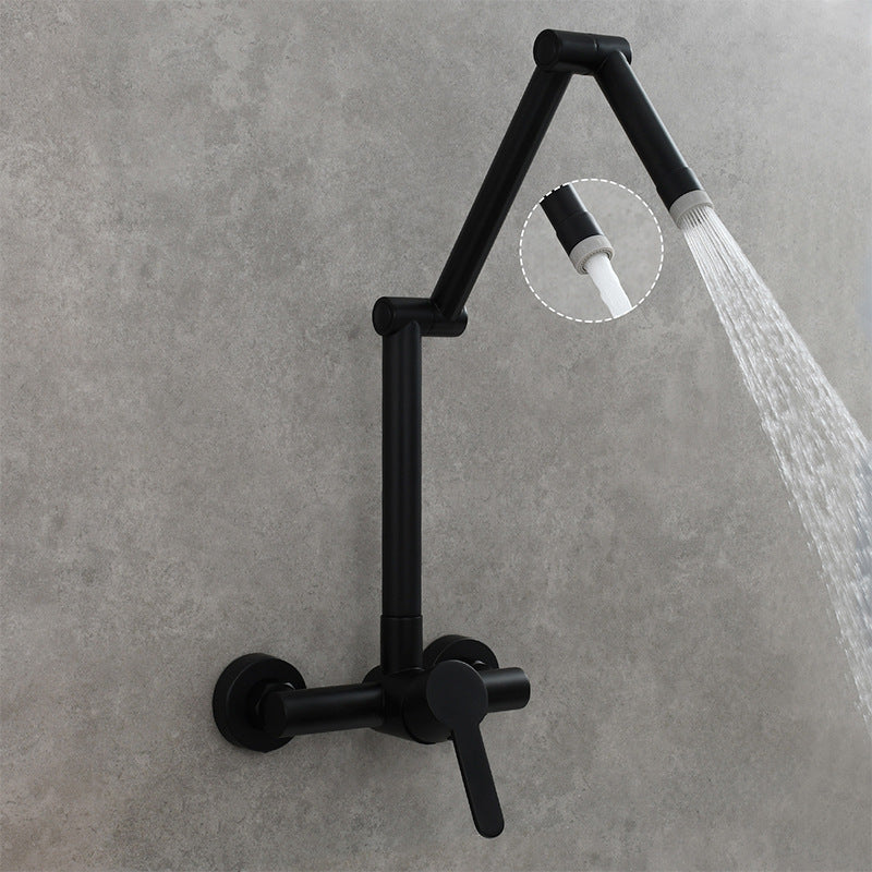 High Brass Pot Filler Tap Wall Mounted Kitchen Faucet Cold and Hot Water Folding Spout Black Chrome Nickel Mixer Taps