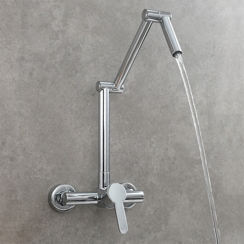 High Brass Pot Filler Tap Wall Mounted Kitchen Faucet Cold and Hot Water Folding Spout Black Chrome Nickel Mixer Taps