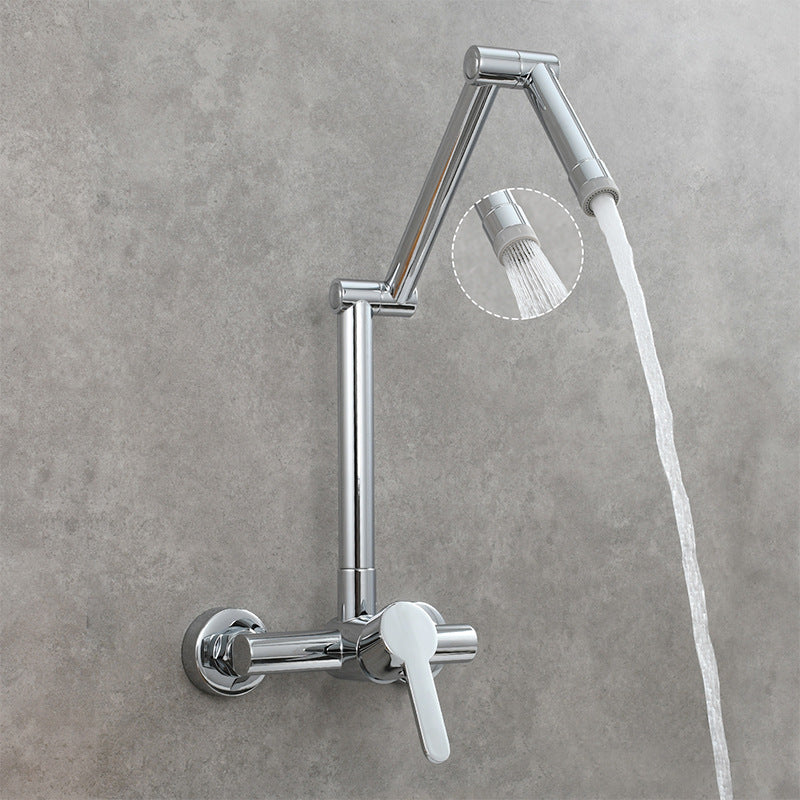 High Brass Pot Filler Tap Wall Mounted Kitchen Faucet Cold and Hot Water Folding Spout Black Chrome Nickel Mixer Taps