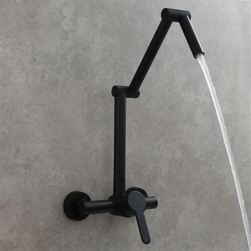 High Brass Pot Filler Tap Wall Mounted Kitchen Faucet Cold and Hot Water Folding Spout Black Chrome Nickel Mixer Taps