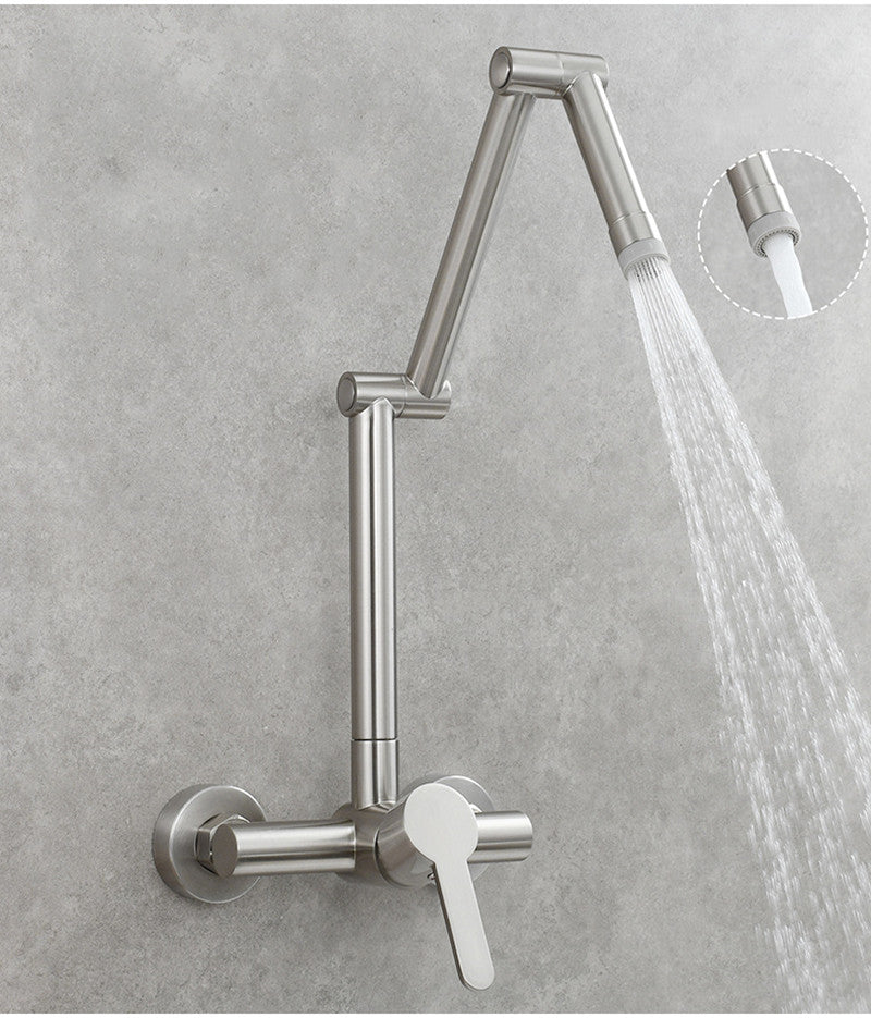 High Brass Pot Filler Tap Wall Mounted Kitchen Faucet Cold and Hot Water Folding Spout Black Chrome Nickel Mixer Taps