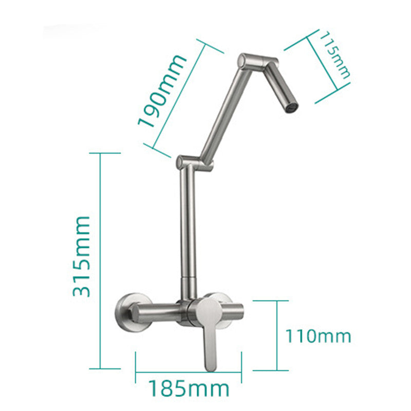 High Brass Pot Filler Tap Wall Mounted Kitchen Faucet Cold and Hot Water Folding Spout Black Chrome Nickel Mixer Taps