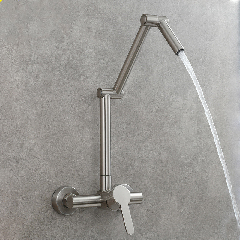 High Brass Pot Filler Tap Wall Mounted Kitchen Faucet Cold and Hot Water Folding Spout Black Chrome Nickel Mixer Taps