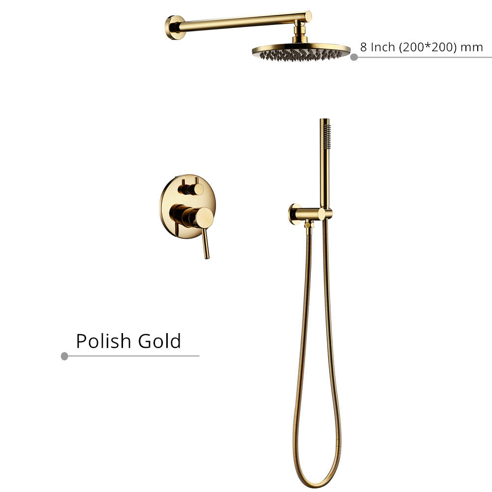 Luxury Golden Brass Shower Set Modern Wall-Mounted Ceiling Shower System Home Hotel Bathroom Water Saving Faucet Shower