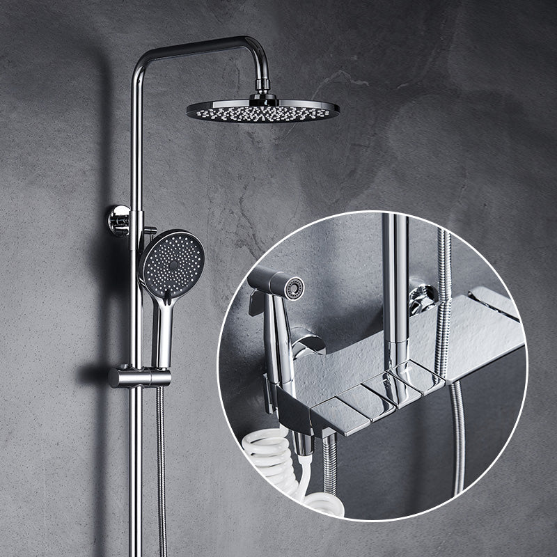 Piano Keys Bathroom Shower System Wall Mounted Grey Piano Shower Faucet Set with Tub Spout Four-Function Piano Bathtub Faucet