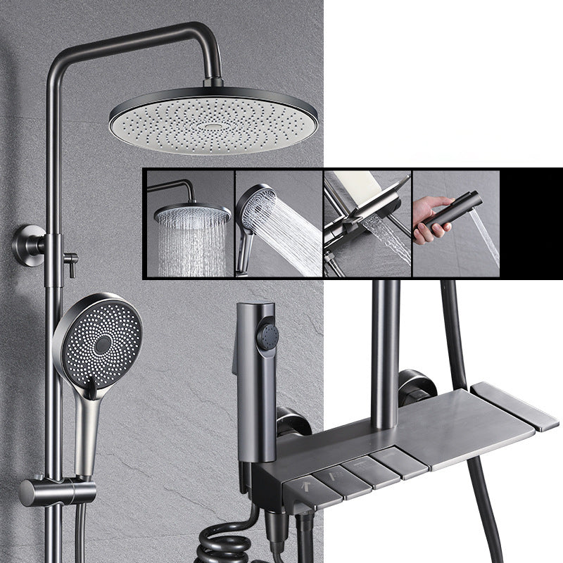 Piano Keys Bathroom Shower System Wall Mounted Grey Piano Shower Faucet Set with Tub Spout Four-Function Piano Bathtub Faucet