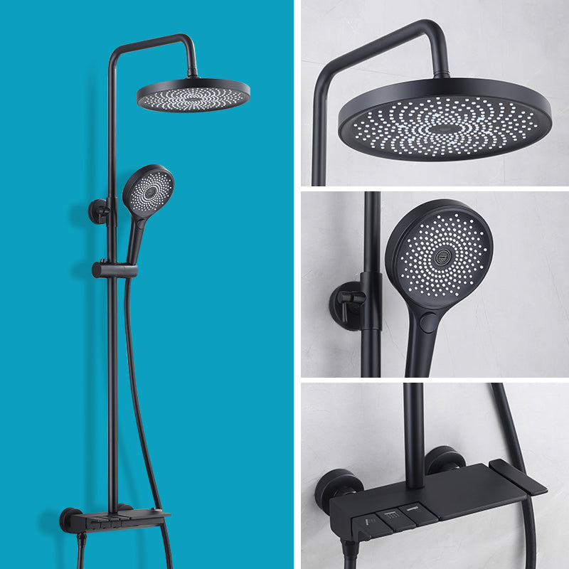 Piano Keys Bathroom Shower System Wall Mounted Grey Piano Shower Faucet Set with Tub Spout Four-Function Piano Bathtub Faucet