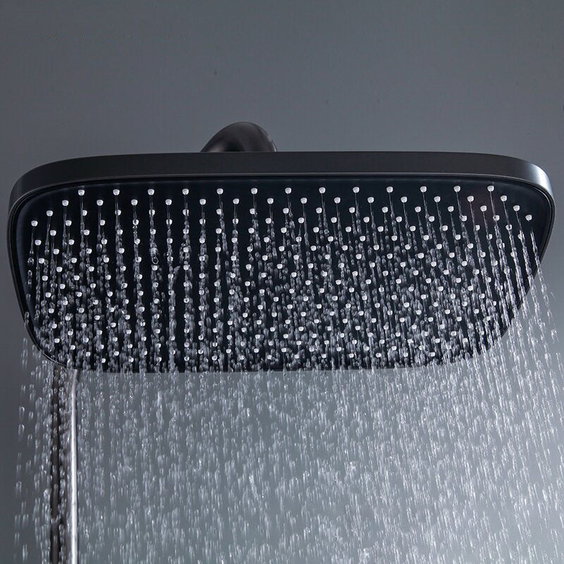 Piano Keys Bathroom Shower System Wall Mounted Grey Piano Shower Faucet Set with Tub Spout Four-Function Piano Bathtub Faucet