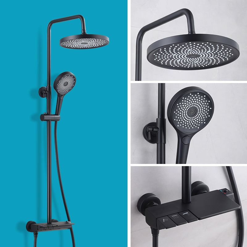 Piano Keys Bathroom Shower System Wall Mounted Grey Piano Shower Faucet Set with Tub Spout Four-Function Piano Bathtub Faucet
