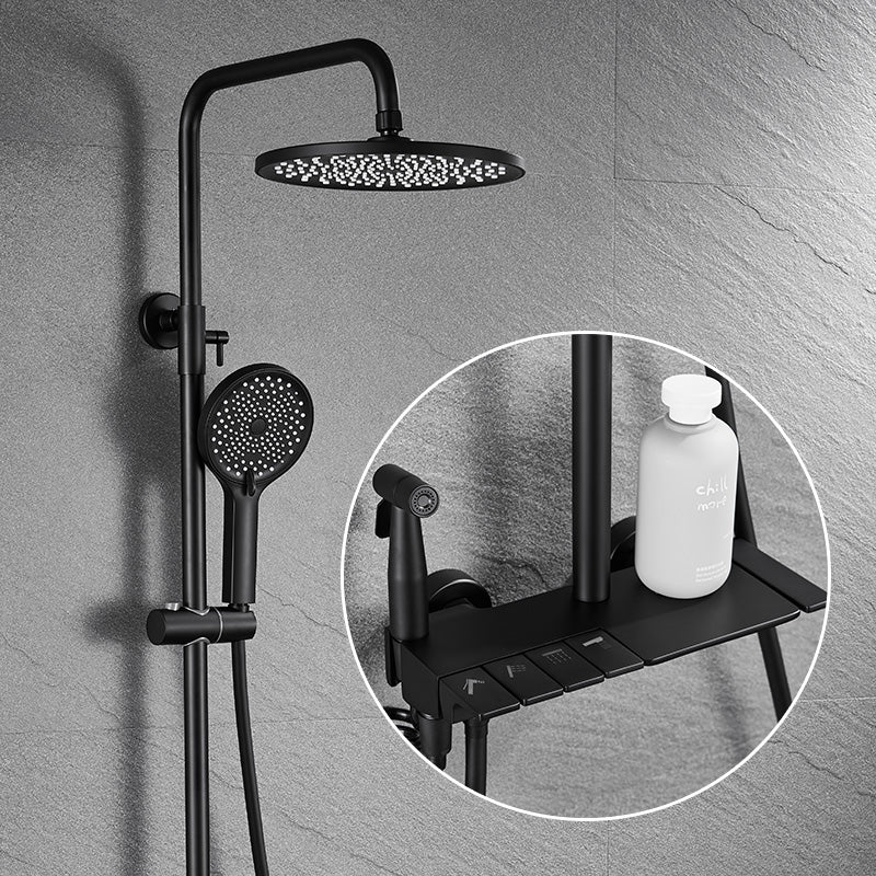 Piano Keys Bathroom Shower System Wall Mounted Grey Piano Shower Faucet Set with Tub Spout Four-Function Piano Bathtub Faucet