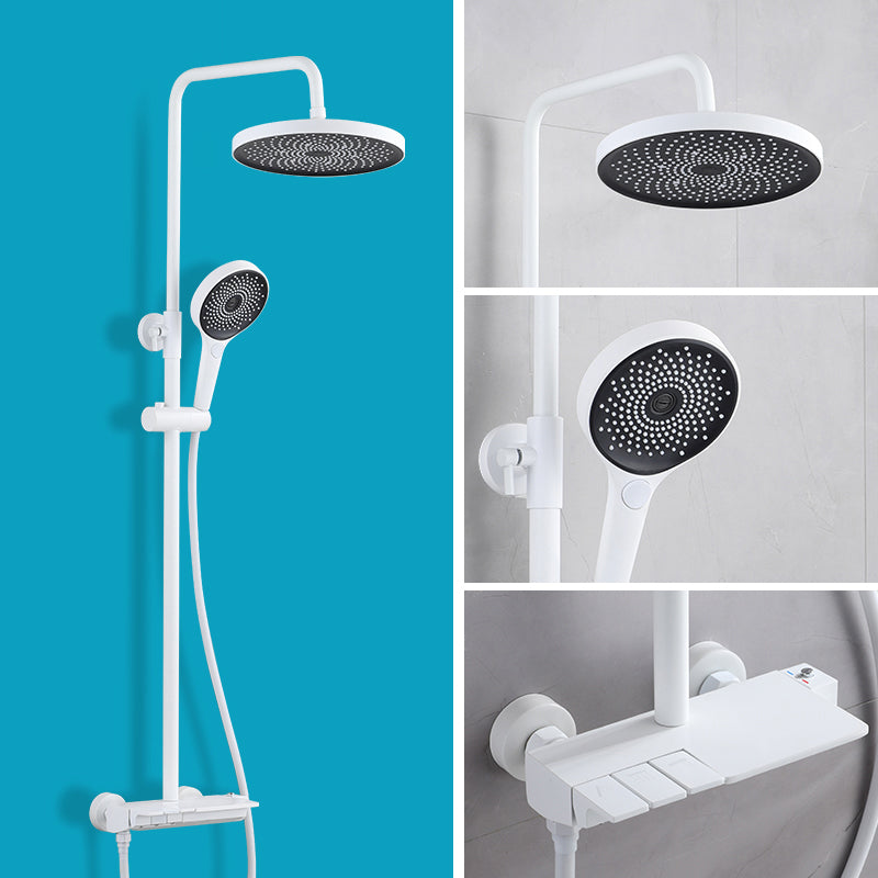 Piano Keys Bathroom Shower System Wall Mounted Grey Piano Shower Faucet Set with Tub Spout Four-Function Piano Bathtub Faucet