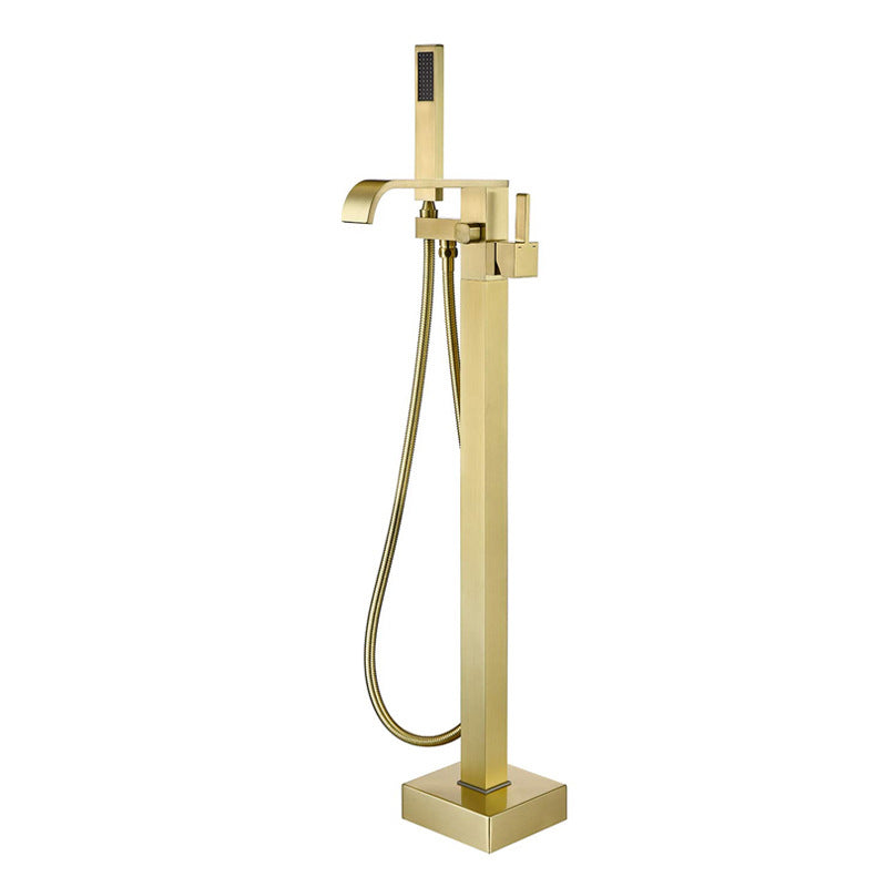 Bathroom Bathtub Faucet Handheld Shower Free Standing Brushed Gold Luxury BathTub Mixer Taps Floor Mounted