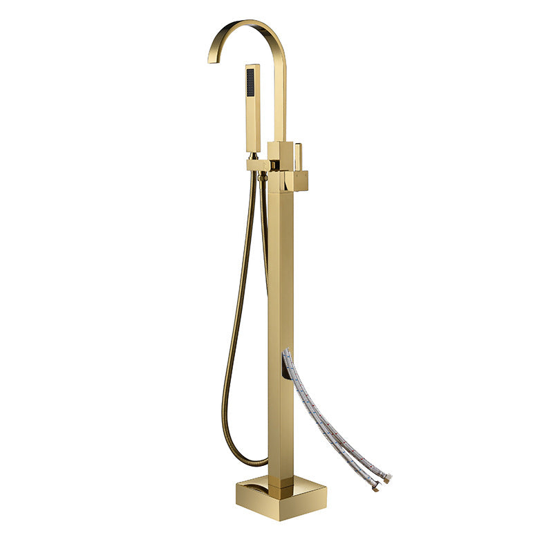 Bathroom Bathtub Faucet Handheld Shower Free Standing Brushed Gold Luxury BathTub Mixer Taps Floor Mounted