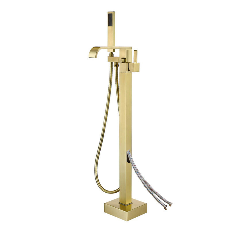 Bathroom Bathtub Faucet Handheld Shower Free Standing Brushed Gold Luxury BathTub Mixer Taps Floor Mounted
