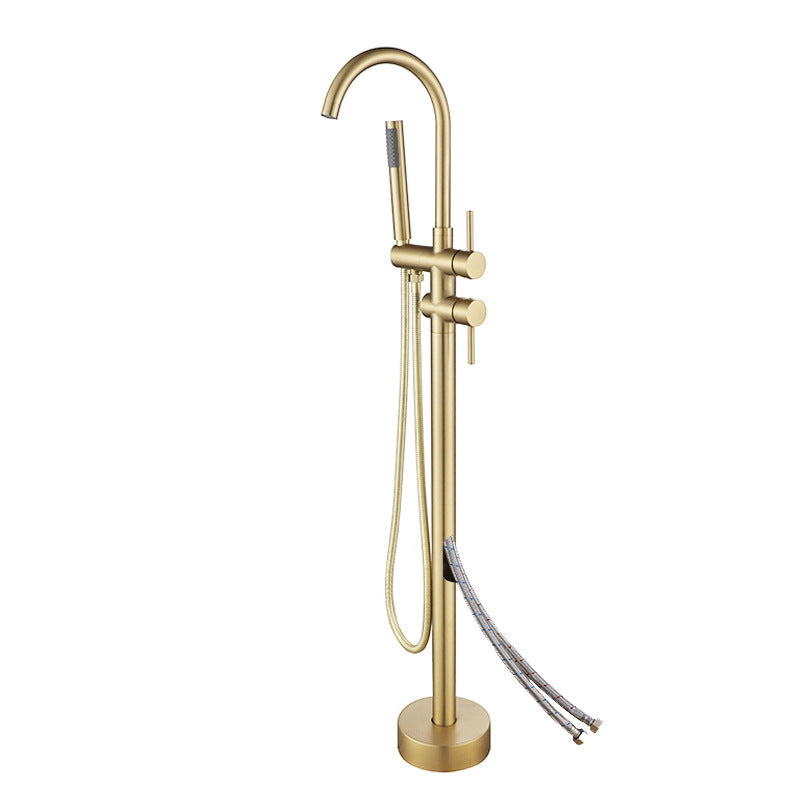 Bathroom Bathtub Faucet Handheld Shower Free Standing Brushed Gold Luxury BathTub Mixer Taps Floor Mounted