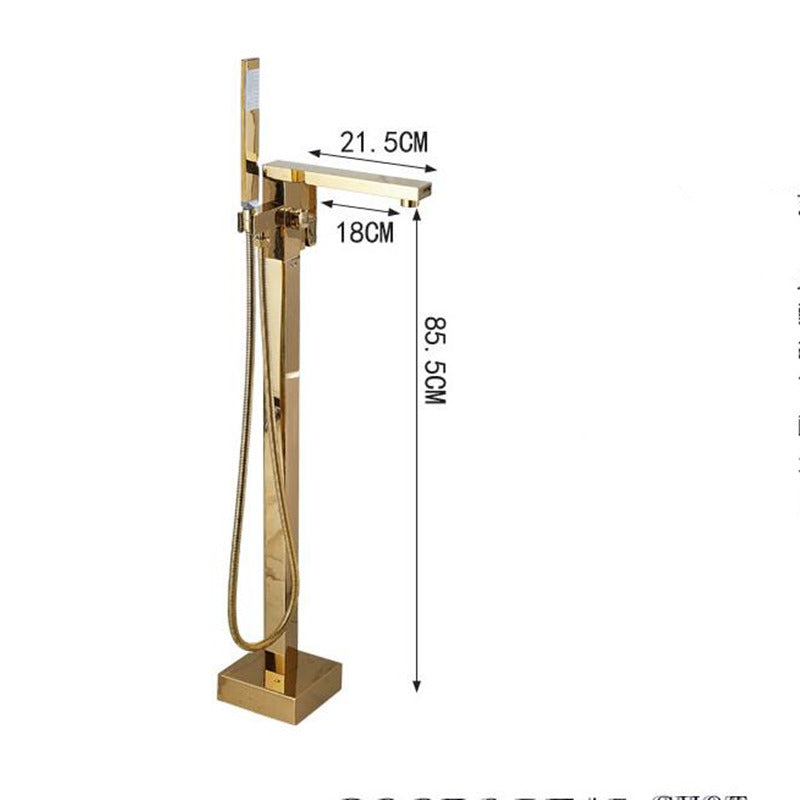 Bathroom Bathtub Faucet Handheld Shower Free Standing Brushed Gold Luxury BathTub Mixer Taps Floor Mounted