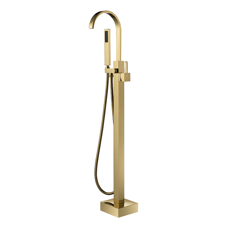 Bathroom Bathtub Faucet Handheld Shower Free Standing Brushed Gold Luxury BathTub Mixer Taps Floor Mounted