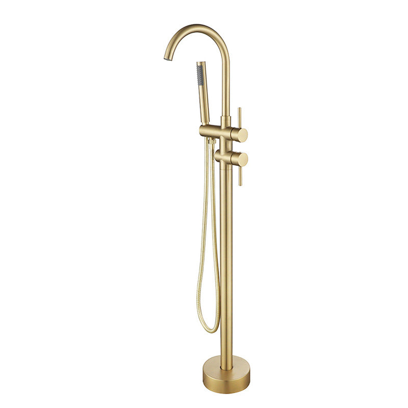 Bathroom Bathtub Faucet Handheld Shower Free Standing Brushed Gold Luxury BathTub Mixer Taps Floor Mounted