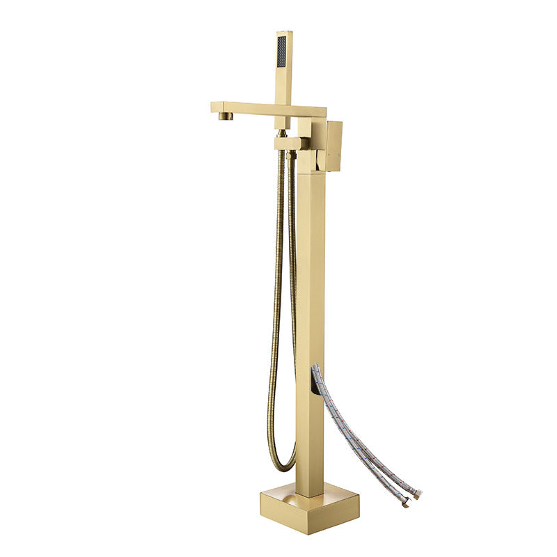 Bathroom Bathtub Faucet Handheld Shower Free Standing Brushed Gold Luxury BathTub Mixer Taps Floor Mounted