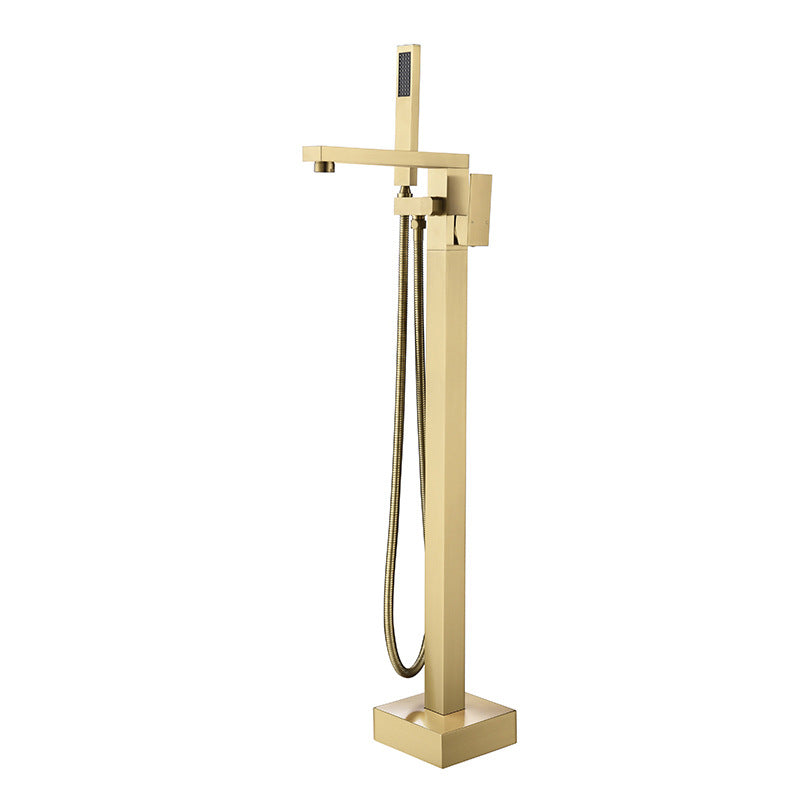 Bathroom Bathtub Faucet Handheld Shower Free Standing Brushed Gold Luxury BathTub Mixer Taps Floor Mounted