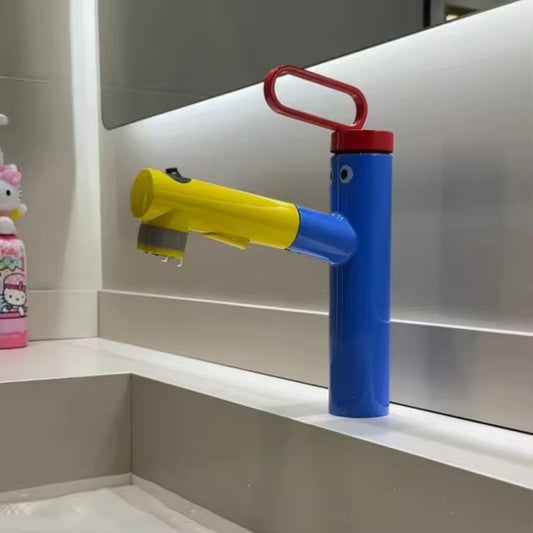 Cute Colorful Solid Brass Modern Touchless Sensor Deck Mounted Bathroom Single Hole Ceramic Vanity Sink Faucet