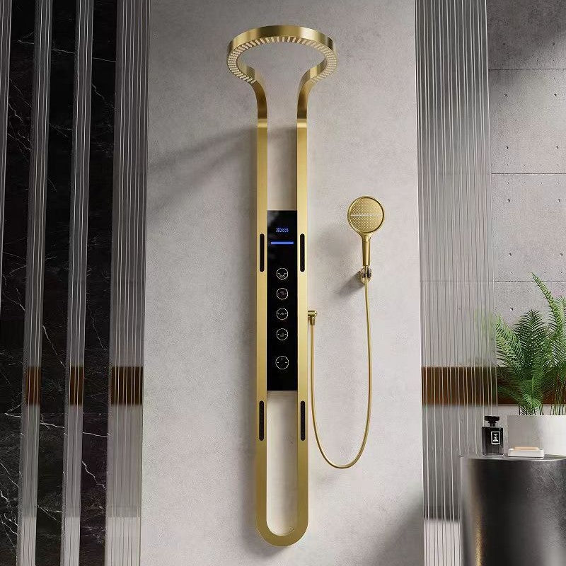 LED Bathroom Shower Faucet Set, Ceiling Mounted Rainfall Waterfall Thermostatic Shower Faucet Kit