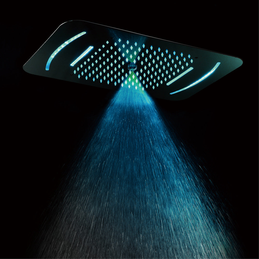 Bathroom Shower Set Chrome LED Thermostatic Rainfall Shower Faucet  Wall Mounted  Ceiling Shower Mixer Color Change  Shower Head