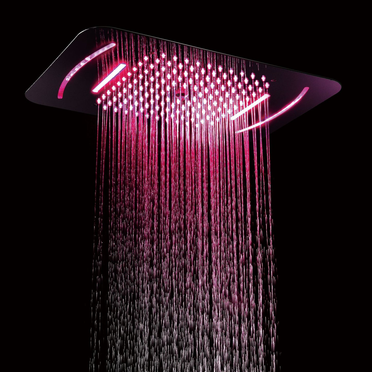 Bathroom Shower Set Chrome LED Thermostatic Rainfall Shower Faucet  Wall Mounted  Ceiling Shower Mixer Color Change  Shower Head