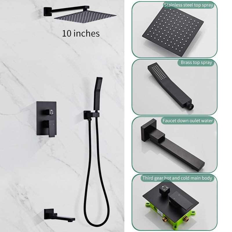 Waterfall Concealed Faucet Wall Mounted Gold Black White Chrome Hot and Cold Wall Tap Lux Brass Hot and Cold Concealed Rain Shower Head Single Handle Silver Mixer Bathroom Faucet Set Tub Shower Faucet