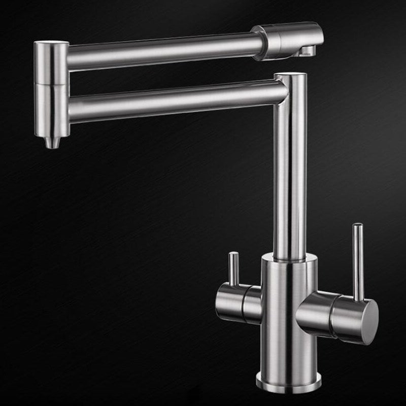 Black Kitchen Faucet Solid Brass Crane Kitchen Deck Mounted Water Filter Tap Three Ways Sink Mixer 3 Way Foldable Nickel Brushed