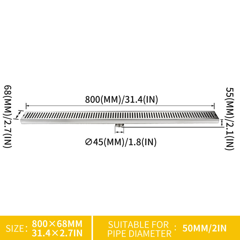 Brushed 304 Stainless Steel Shower Floor Drain Long Drainage Square Floor Drains Shower Drain Cover