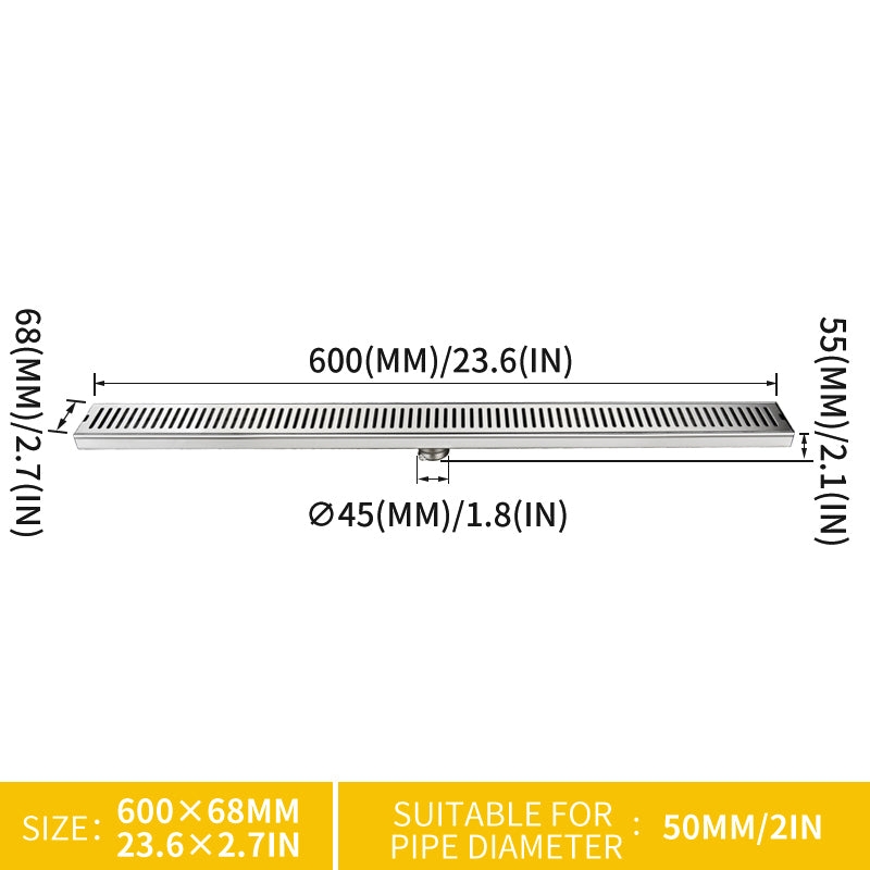 Brushed 304 Stainless Steel Shower Floor Drain Long Drainage Square Floor Drains Shower Drain Cover
