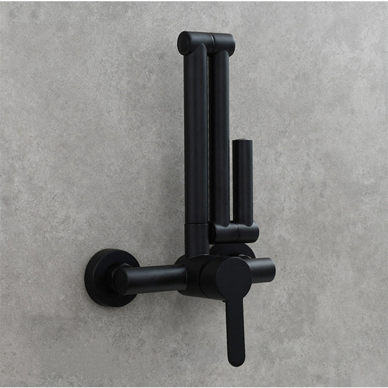 High Brass Pot Filler Tap Wall Mounted Kitchen Faucet Cold and Hot Water Folding Spout Black Chrome Nickel Mixer Taps