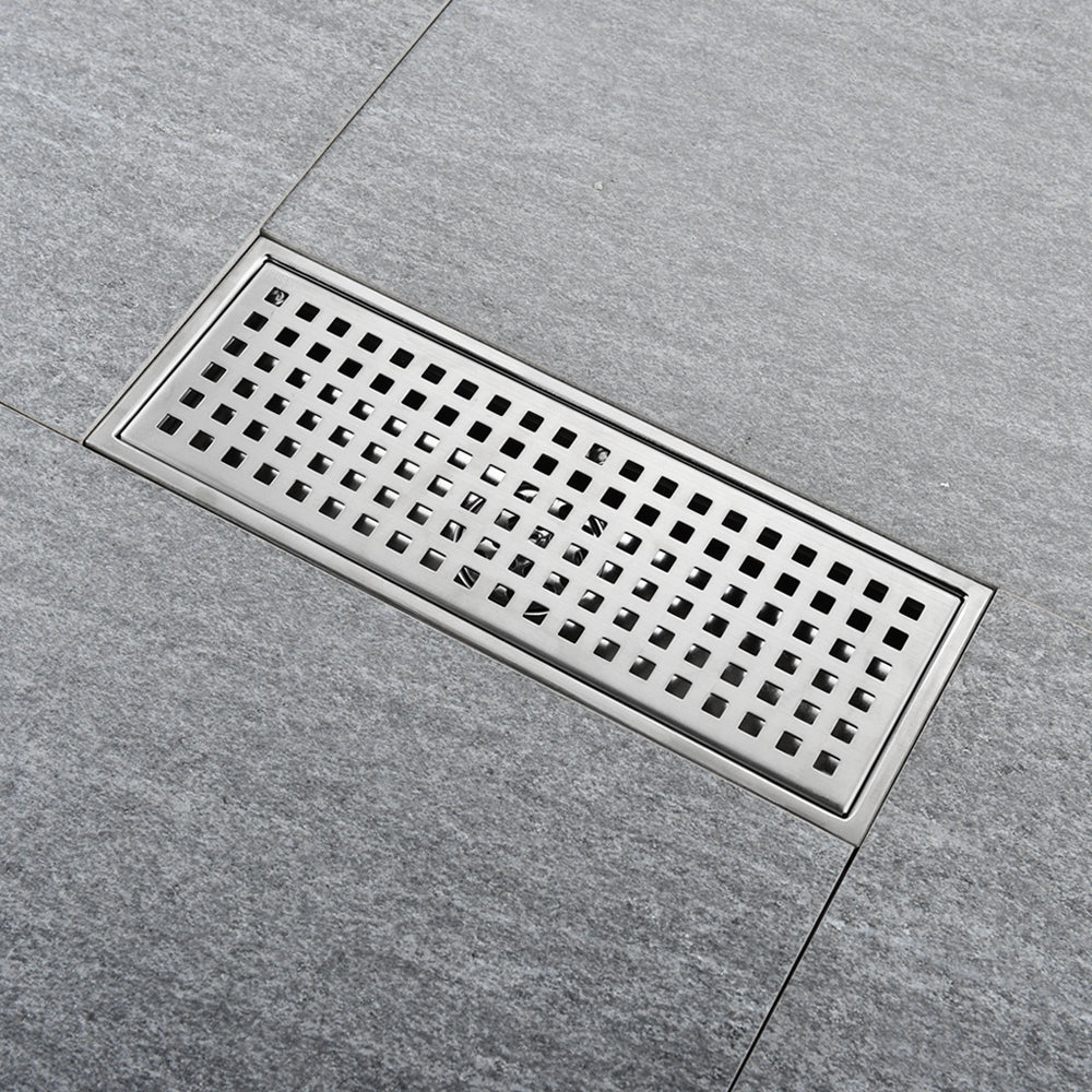 High Quality Steel Shower Drains for Tile Inserted Deodorant Floor Drain Brushed Finish Removable Cover Grid Grate