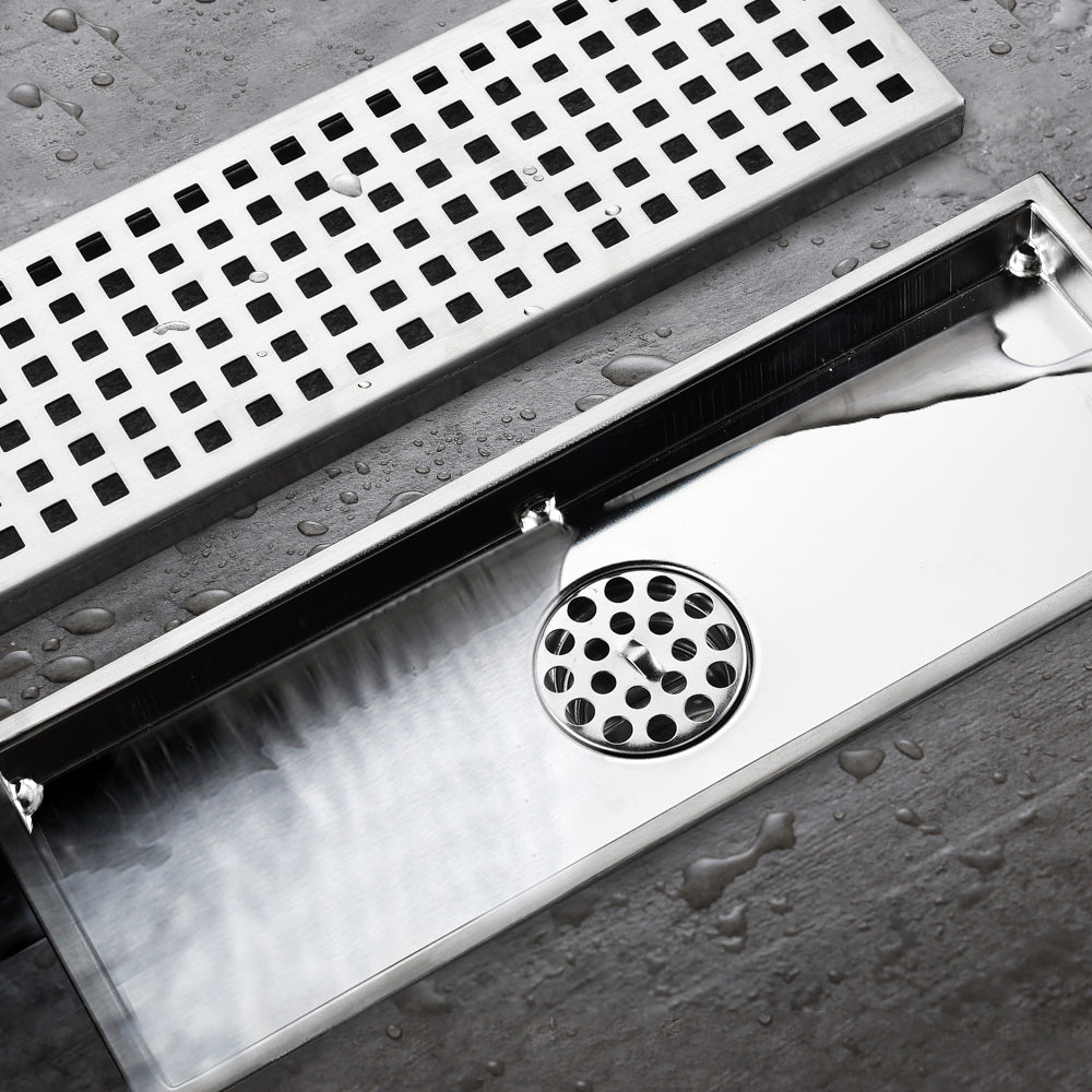High Quality Steel Shower Drains for Tile Inserted Deodorant Floor Drain Brushed Finish Removable Cover Grid Grate