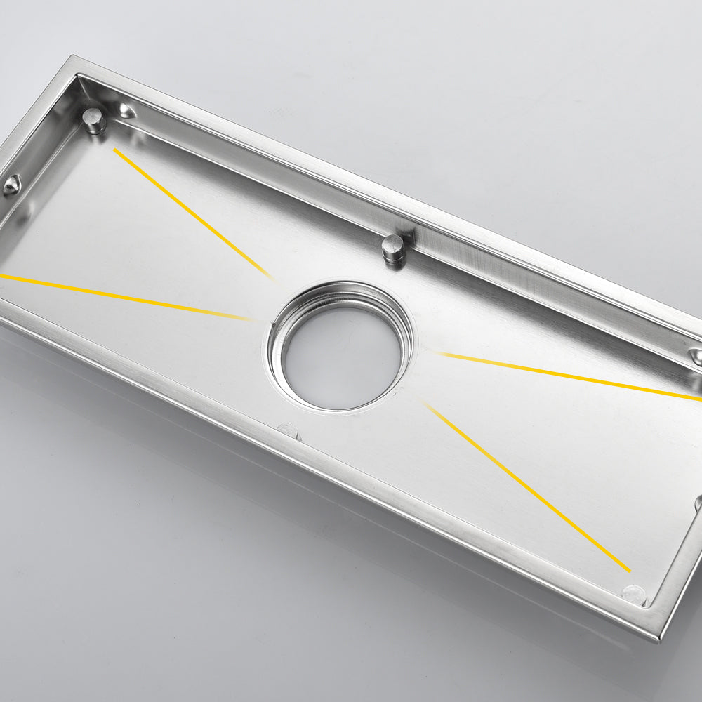 High Quality Steel Shower Drains for Tile Inserted Deodorant Floor Drain Brushed Finish Removable Cover Grid Grate