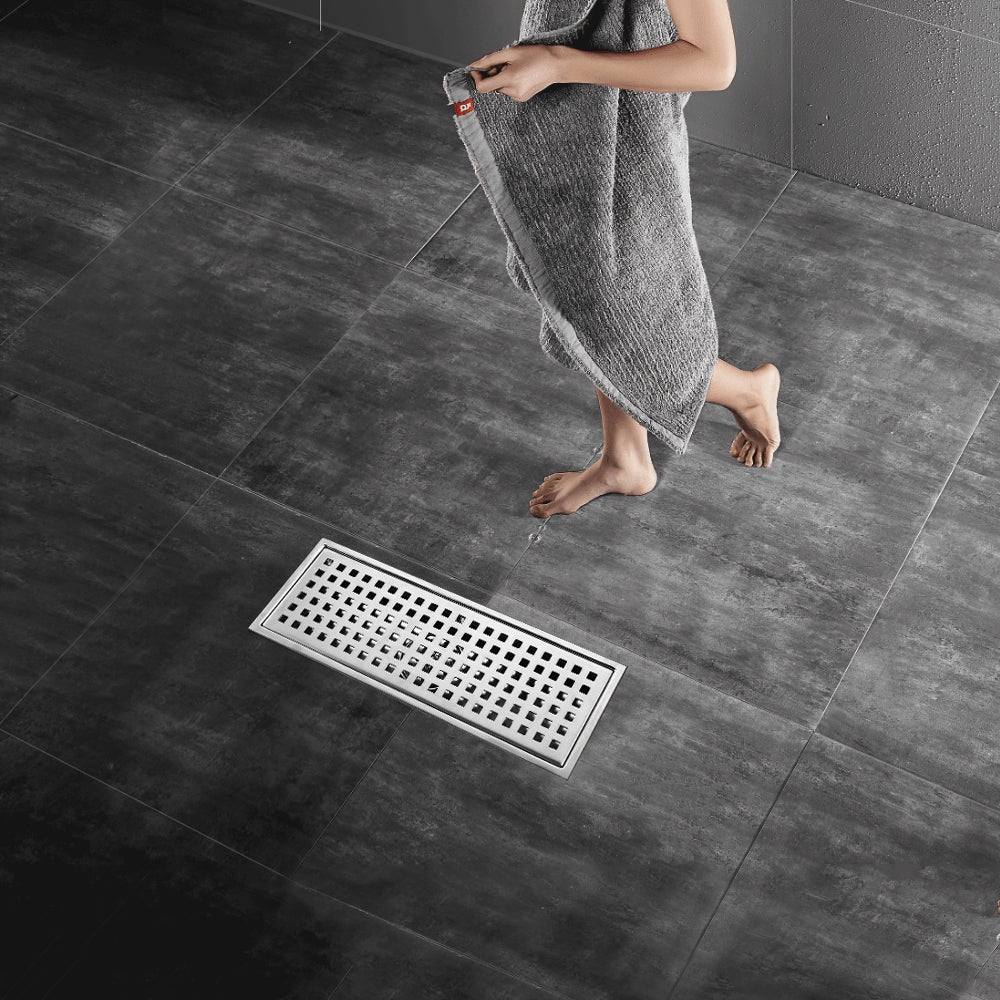 High Quality Steel Shower Drains for Tile Inserted Deodorant Floor Drain Brushed Finish Removable Cover Grid Grate