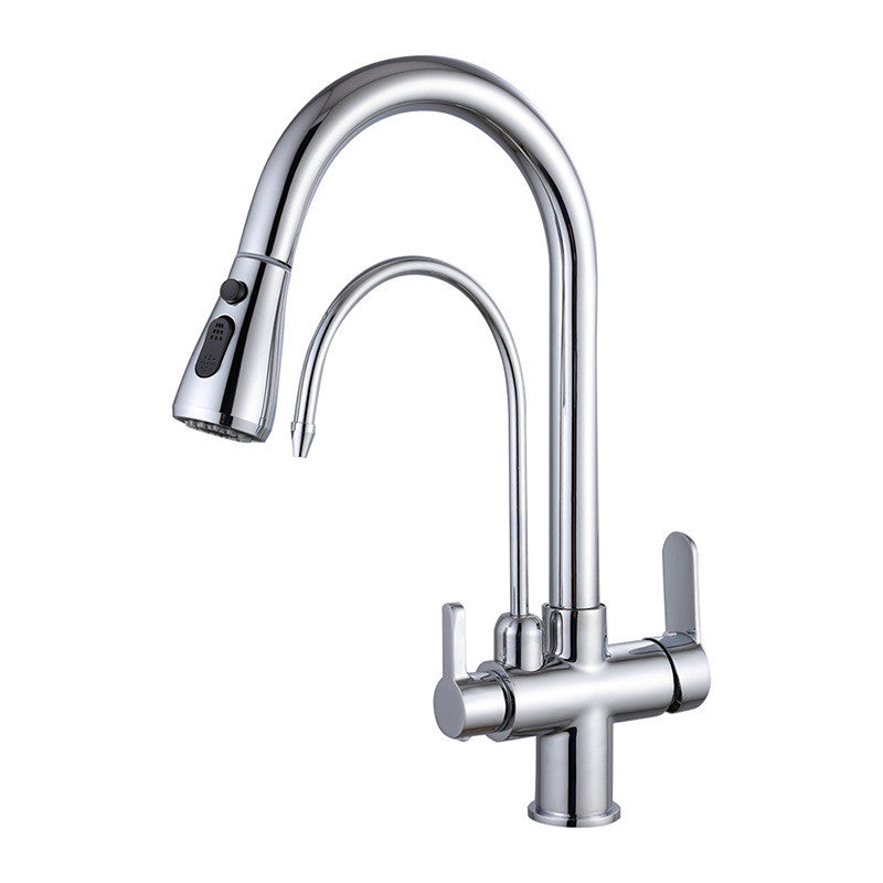 Pull Out Kitchen Faucet Solid Brass Crane For Kitchen Deck Mounted Black Water Filter Tap Sink Faucet Mixer 3 Way Kitchen Faucet