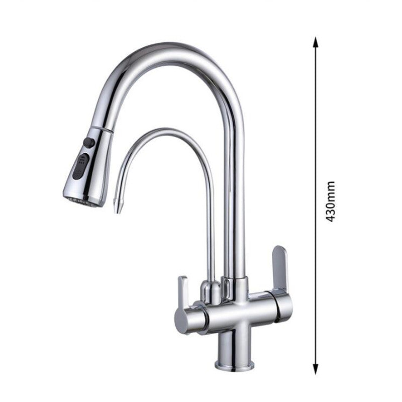 Pull Out Kitchen Faucet Solid Brass Crane For Kitchen Deck Mounted Black Water Filter Tap Sink Faucet Mixer 3 Way Kitchen Faucet