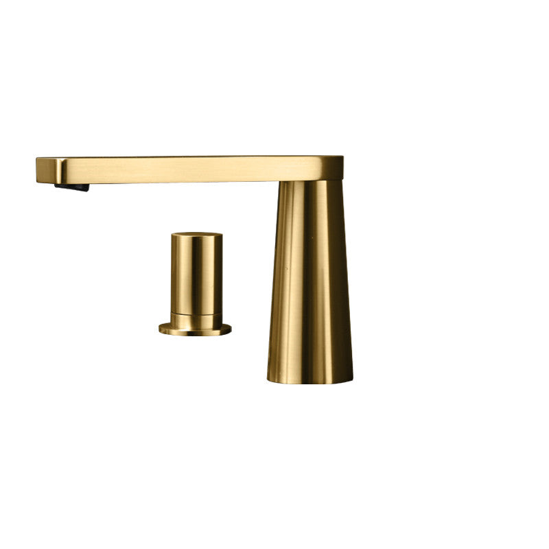 Basin Faucet Bathroom Faucet 2 Holes Hot Cold Widespread Bathroom Basin Mixer Tap Brushed Sink Tap Bathroom Water Faucet