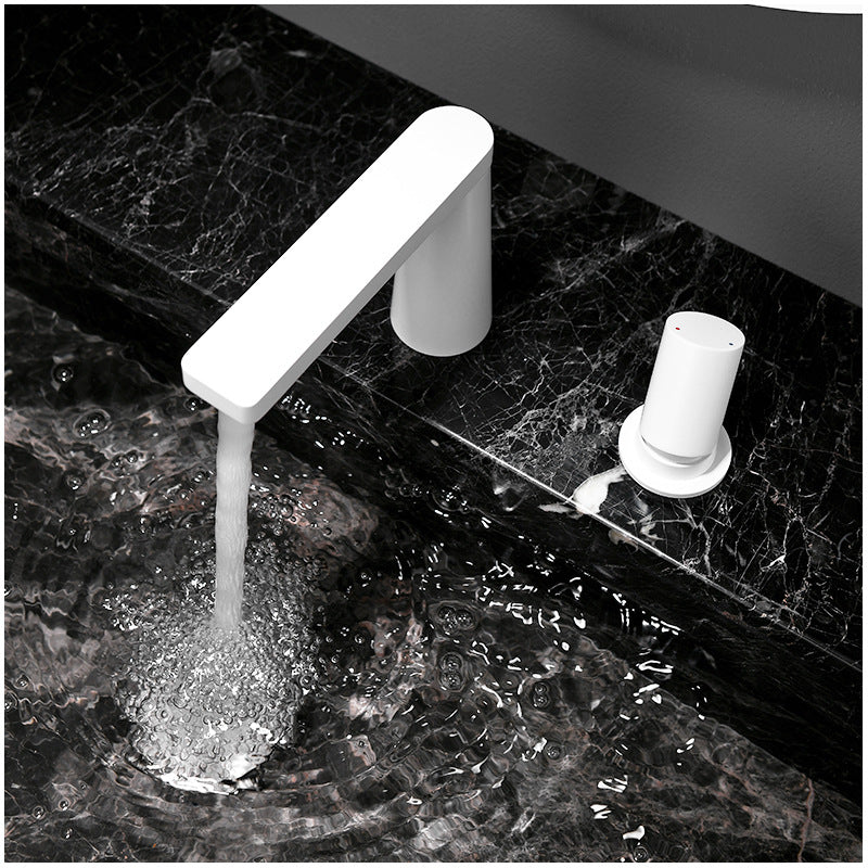 Basin Faucet Bathroom Faucet 2 Holes Hot Cold Widespread Bathroom Basin Mixer Tap Brushed Sink Tap Bathroom Water Faucet