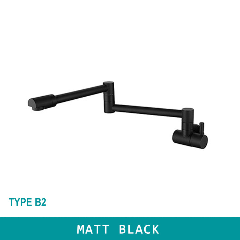 Wall Mounted Faucet Cold Tap Shine Chrome/Black Flexible Folder Spout for Basin or Kitchen Restaurant