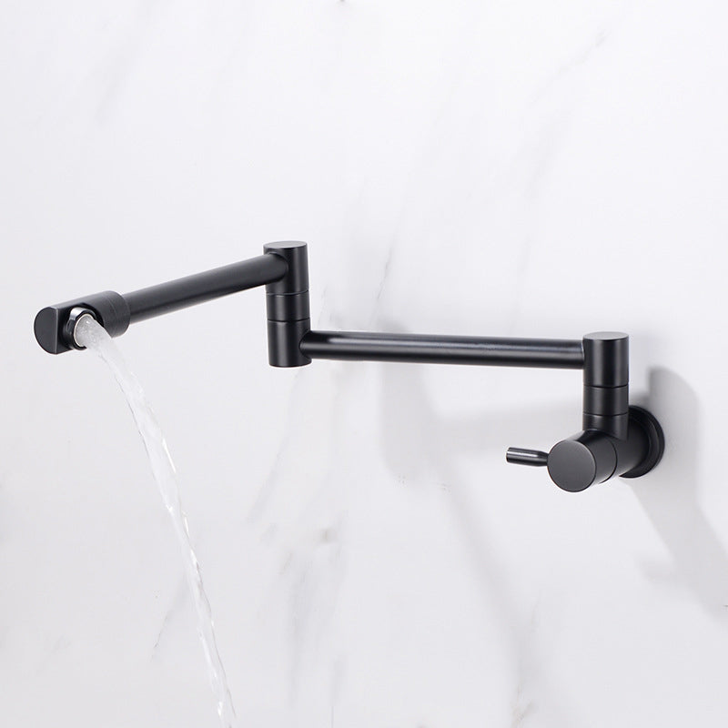 Wall Mounted Faucet Cold Tap Shine Chrome/Black Flexible Folder Spout for Basin or Kitchen Restaurant