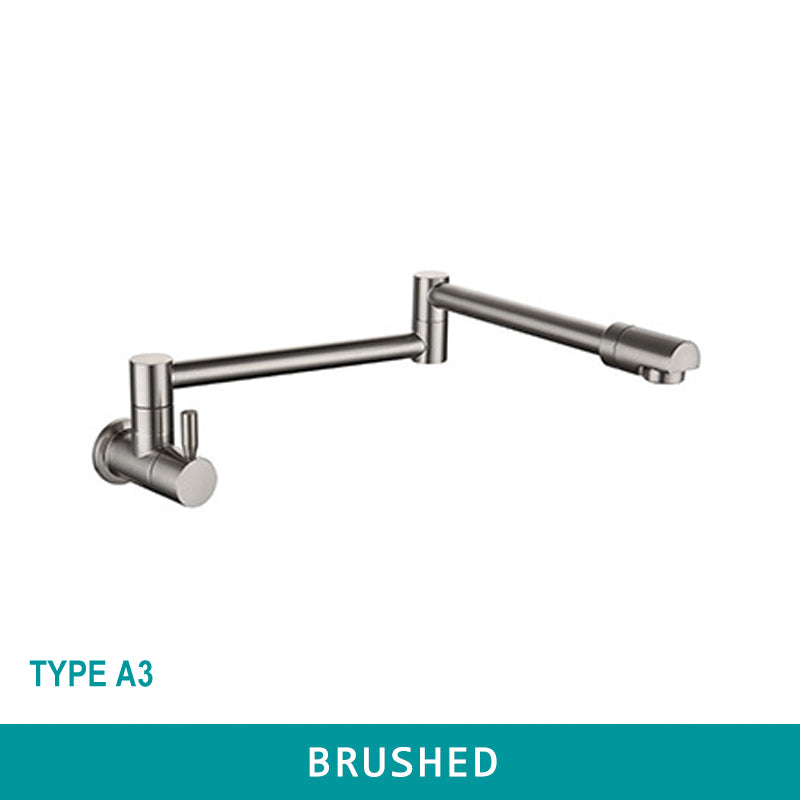 Wall Mounted Faucet Cold Tap Shine Chrome/Black Flexible Folder Spout for Basin or Kitchen Restaurant