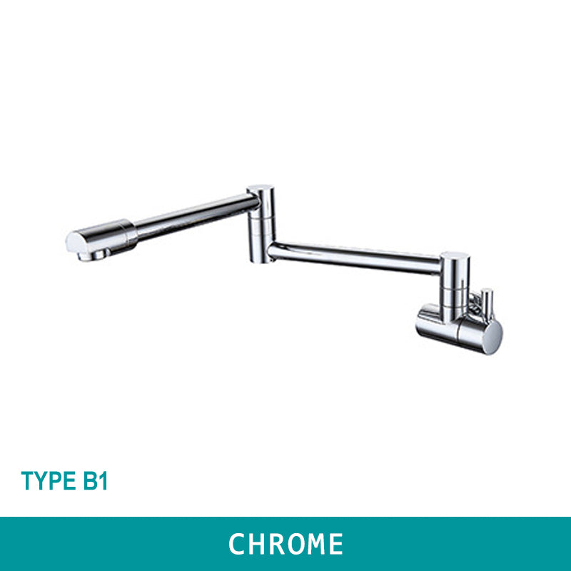 Wall Mounted Faucet Cold Tap Shine Chrome/Black Flexible Folder Spout for Basin or Kitchen Restaurant