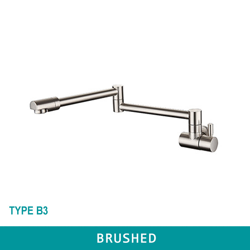 Wall Mounted Faucet Cold Tap Shine Chrome/Black Flexible Folder Spout for Basin or Kitchen Restaurant